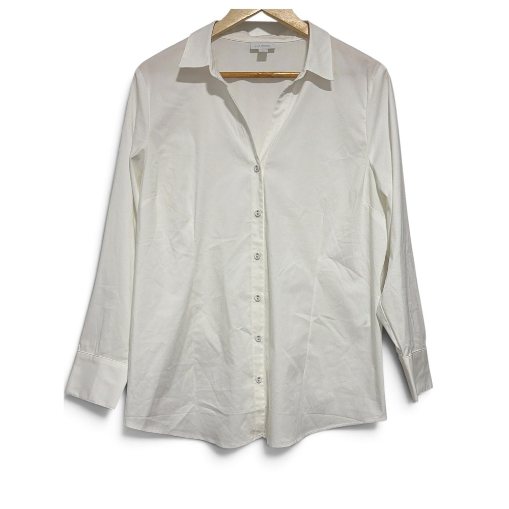J. Jill White Shirt Collection Long Sleeve Button Down Blouse Top Large Petite